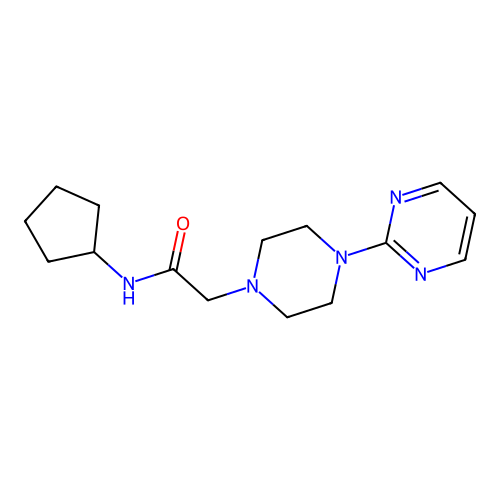 N-cyclopentyl-2-(4-pyrimidin-2-ylpiperazin-1-yl)acetamide structure