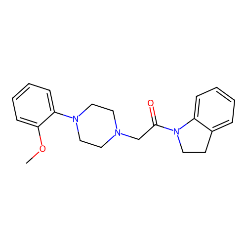 1-(2,3-Dihydroindol-1-yl)-2-[4-(2-methoxyphenyl)piperazin-1-yl]ethanone structure