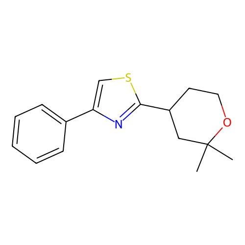 2-(2,2-Dimethyloxan-4-yl)-4-phenyl-1,3-thiazole structure