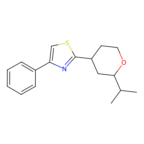 Thiazole, 2-(2-isopropyltetrahydro-2H-pyran-4-yl)-4-phenyl- structure