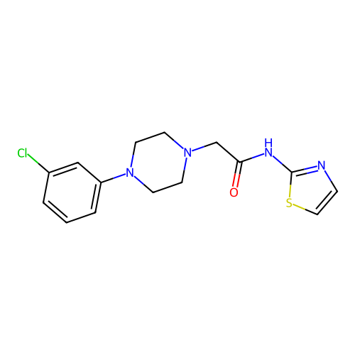 2-[4-(3-chlorophenyl)piperazin-1-yl]-N-(1,3-thiazol-2-yl)acetamide structure