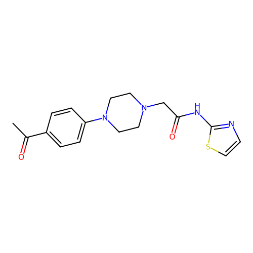 2-[4-(4-acetylphenyl)piperazin-1-yl]-N-(1,3-thiazol-2-yl)acetamide structure