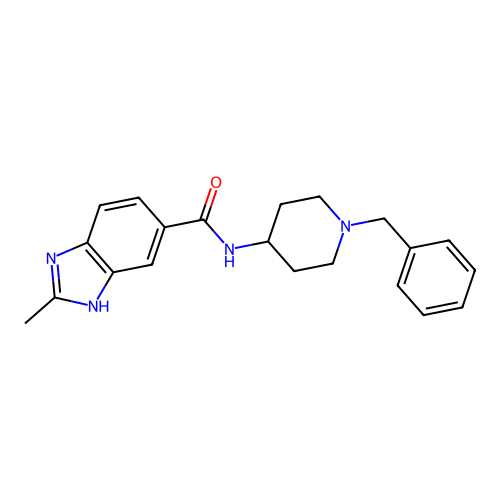 N-(1-benzylpiperidin-4-yl)-2-methyl-1H-benzimidazole-6-carboxamide structure