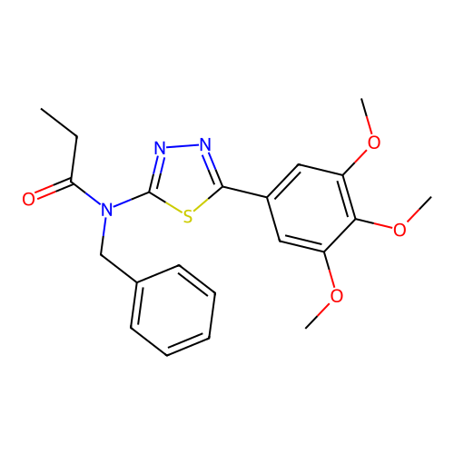 N-benzyl-N-[5-(3,4,5-trimethoxyphenyl)-1,3,4-thiadiazol-2-yl]propanamide structure