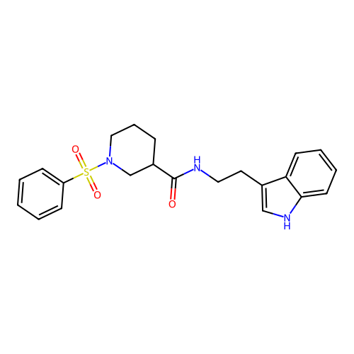 1-(benzenesulfonyl)-N-[2-(1H-indol-3-yl)ethyl]piperidine-3-carboxamide structure