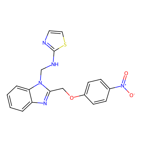 Benzimidazole, 2-((p-nitrophenoxy)methyl)-1-((2-thiazolylamino)methyl)- structure