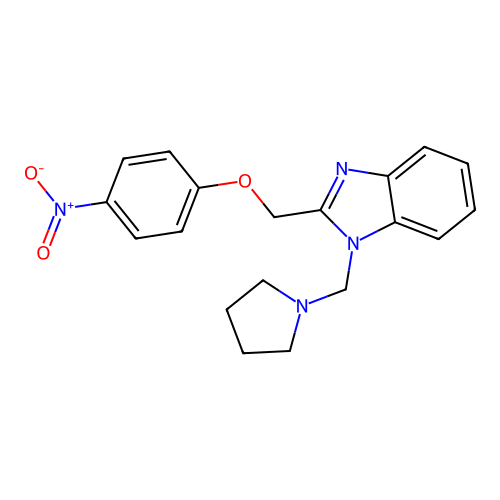 Benzimidazole, 2-((p-nitrophenoxy)methyl)-1-((pyrrolidinyl)methyl)- structure