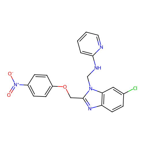 Benzimidazole, 6-chloro-2-((p-nitrophenoxy)methyl)-1-((2-pyridylamino)methyl)- structure