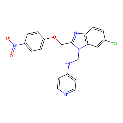 Benzimidazole, 6-chloro-2-((p-nitrophenoxy)methyl)-1-((4-pyridylamino)methyl)- structure