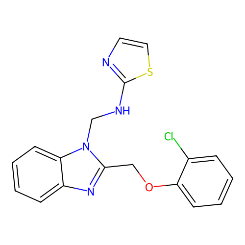 Benzimidazole, 2-((o-chlorophenoxy)methyl)-1-((2-thiazolylamino)methyl)- structure