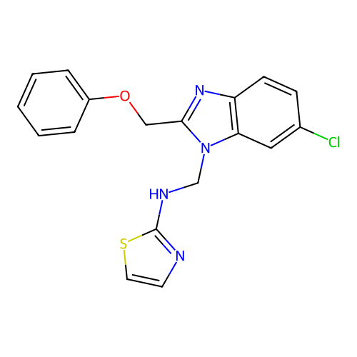 Benzimidazole, 6-chloro-2-phenoxymethyl-1-((2-thiazolylamino)methyl)- structure