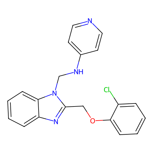 Benzimidazole, 2-((o-chlorophenoxy)methyl)-1-((4-pyridylamino)methyl)- structure