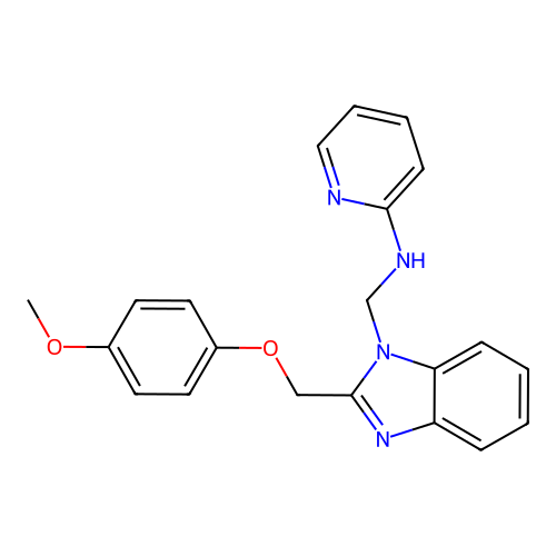 Benzimidazole, 2-((p-methoxyphenoxy)methyl)-1-((4-pyridylamino)methyl)- structure