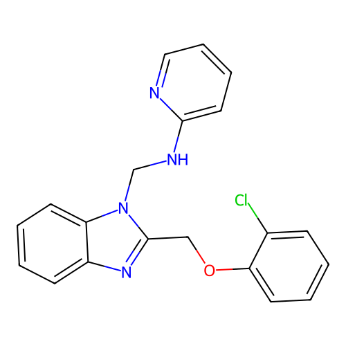 Benzimidazole, 2-((o-chlorophenoxy)methyl)-1-((2-pyridylamino)methyl)- structure