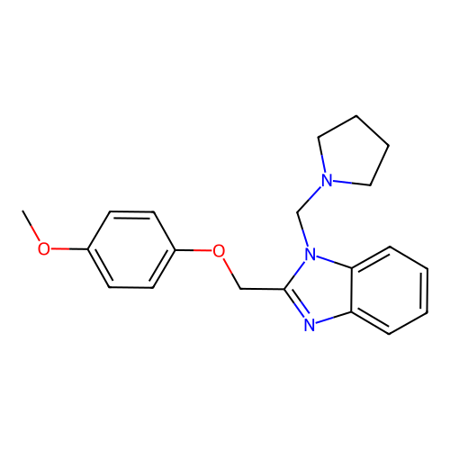 Benzimidazole, 2-((p-methoxyphenoxy)methyl)-1-((pyrrolidinyl)methyl)- structure