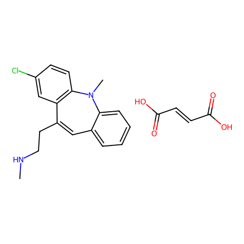 5H-Dibenz(b,f)azepine, 8-chloro-10-(2-(methylamino)ethyl)-5-methyl-, fumarate structure