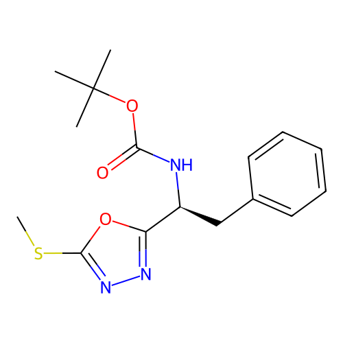 (S)-tert-butyl (1-(5-(methylthio)-1,3,4-oxadiazol-2-yl)-2-phenylethyl)carbamate structure