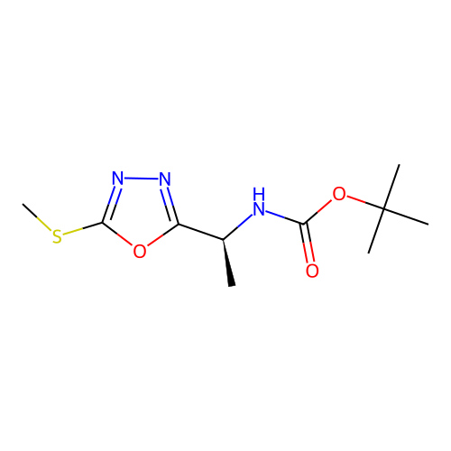 (S)-tert-butyl (1-(5-(methylthio)-1,3,4-oxadiazol-2-yl)ethyl)carbamate structure