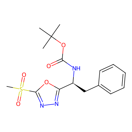 (S)-tert-butyl (1-(5-(methylsulfonyl)-1,3,4-oxadiazol-2-yl)-2-phenylethyl)carbamate structure
