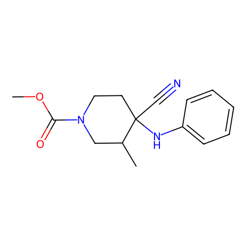 Methyl 4-cyano-3-methyl-4-(phenylamino)piperidine-1-carboxylate structure