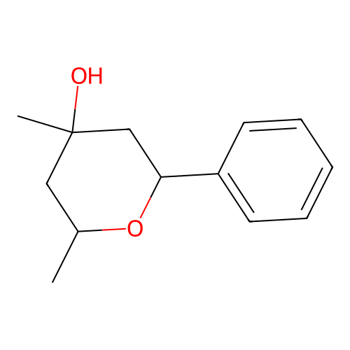 Tetrahydro-2,4-dimethyl-6-phenyl-2H-pyran-4-ol structure