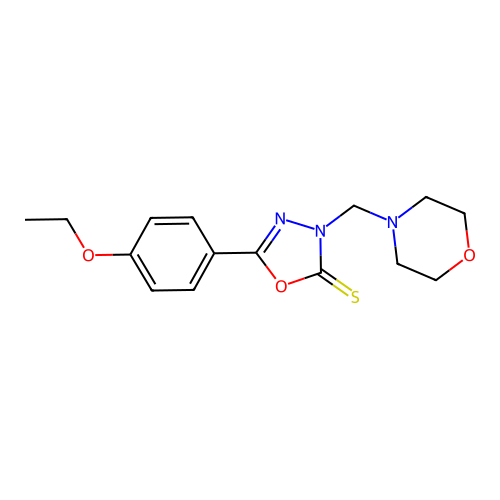 5-(4-Ethoxyphenyl)-3-(morpholin-4-ylmethyl)-1,3,4-oxadiazole-2-thione structure