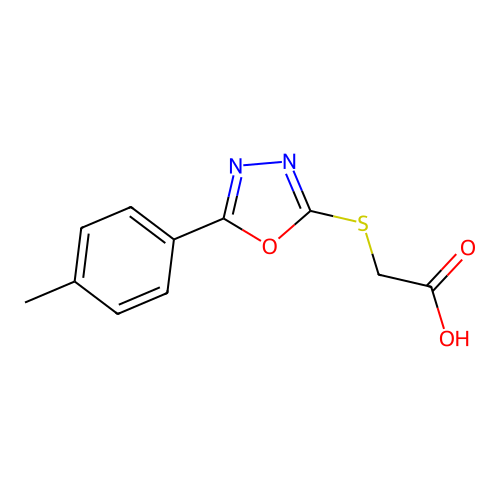 (5-p-Tolyl-[1,3,4]oxadiazol-2-ylsulfanyl)-acetic acid structure