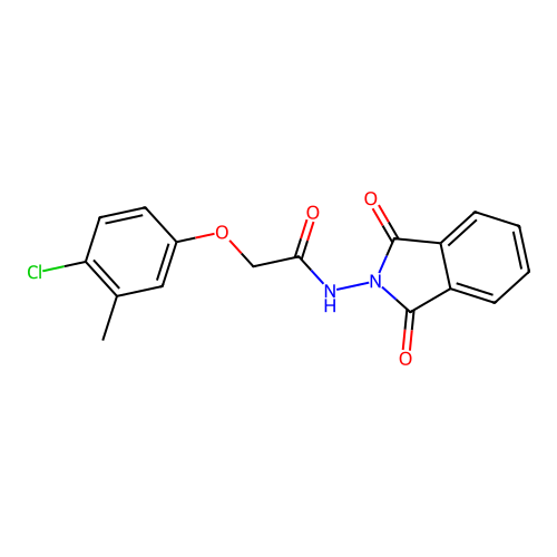 2-(4-chloro-3-methylphenoxy)-N-(1,3-dioxoisoindol-2-yl)acetamide structure