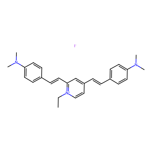 2,4-Bis(2-(4-(dimethylamino)phenyl)vinyl)-1-ethylpyridinium iodide structure