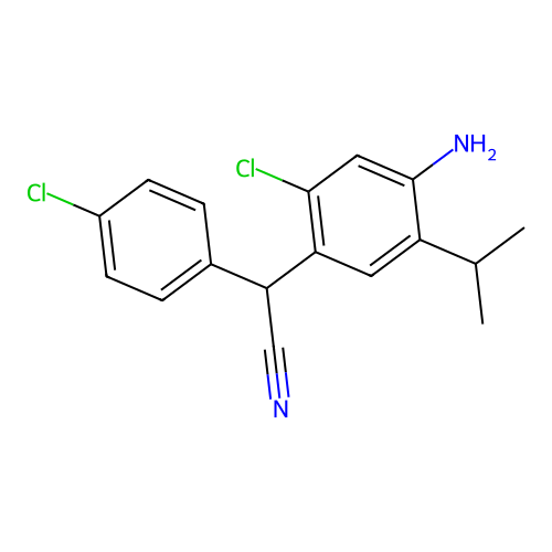 (4-Amino-2-chloro-5-isopropylphenyl)(4-chlorophenyl)acetonitrile structure