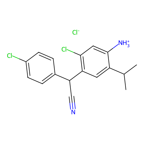 [5-Chloro-4-[(4-chlorophenyl)-cyanomethyl]-2-propan-2-ylphenyl]azanium chloride structure