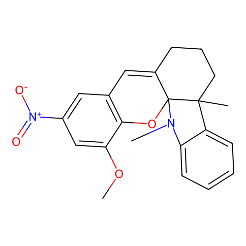 12-methoxy-4b,14-dimethyl-10-nitro-5,6,7,14-tetrahydro-4bH-chromeno[3,2-j]carbazole structure