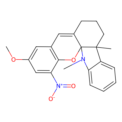 10-methoxy-4b,14-dimethyl-12-nitro-5,6,7,14-tetrahydro-4bH-chromeno[3,2-j]carbazole structure