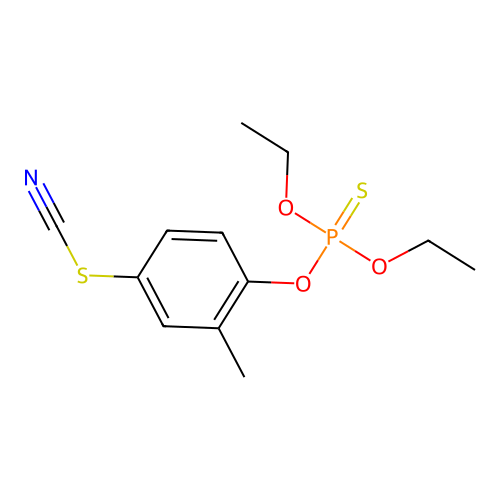 Thiocyanic acid, 4-((diethoxyphosphinothioyl)oxy)-3-methylphenyl ester structure