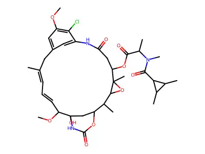 (11-chloro-21-hydroxy-12,20-dimethoxy-2,5,16-trimethyl-8,23-dioxo-4,24-dioxa-9,22-diazatetracyclo[19.3.1.110,14.03,5]hexacosa-10,12,14(26),16,18-pentaen-6-yl) 2-[(2,3-dimethylcyclopropanecarbonyl)-methylamino]propanoate structure