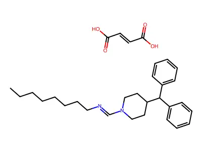 1-(4-benzhydrylpiperidin-1-yl)-N-octylmethanimine;but-2-enedioic acid structure