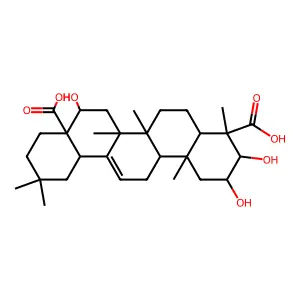 Olean-12-ene-23,28-dioic acid, 2,3,16-trihydroxy-, (2beta,3beta,4alpha,16alpha)- structure
