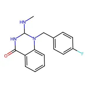 1-[(4-Fluorophenyl)methyl]-2,3-dihydro-2-(methylamino)quinazolin-4(1H)-one structure
