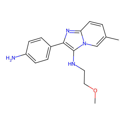 2-(4-aminophenyl)-N-(2-methoxyethyl)-6-methylimidazo[1,2-a]pyridin-3-amine structure