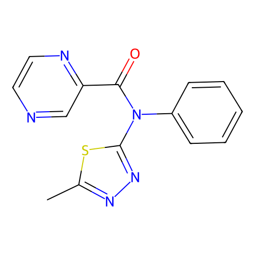N-(5-methyl-1,3,4-thiadiazol-2-yl)-N-phenyl-2-pyrazinecarboxamide structure