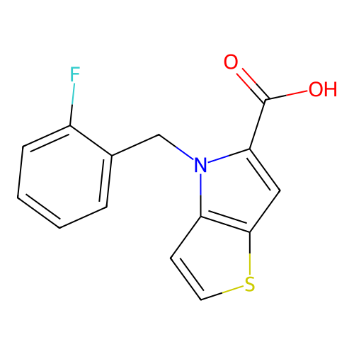 4-[(2-Fluorophenyl)methyl]thieno[3,2-b]pyrrole-5-carboxylic acid structure