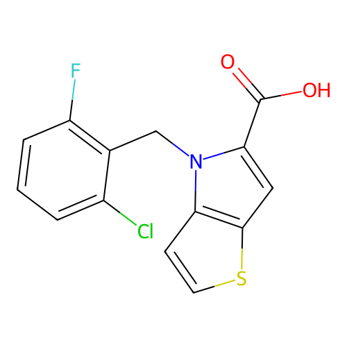 4-[(2-Chloro-6-fluorophenyl)methyl]thieno[3,2-b]pyrrole-5-carboxylic acid structure