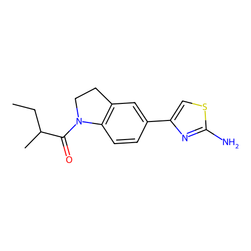 1-[5-(2-Amino-thiazol-4-yl)-2,3-dihydro-indol-1-yl]-2-methyl-butan-1-one structure
