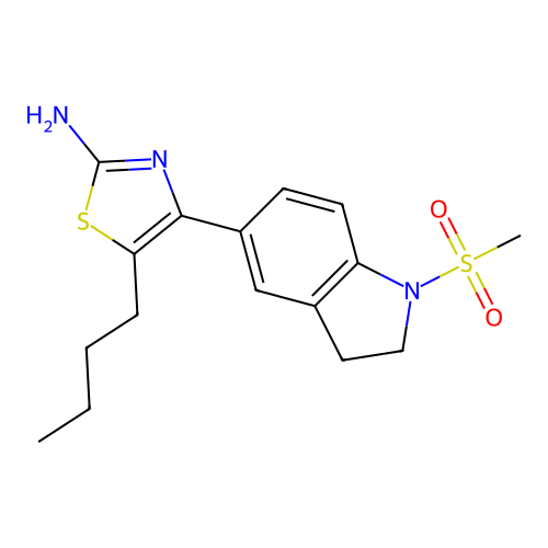 5-Butyl-4-(1-(methylsulfonyl)indolin-5-yl)thiazol-2-amine structure