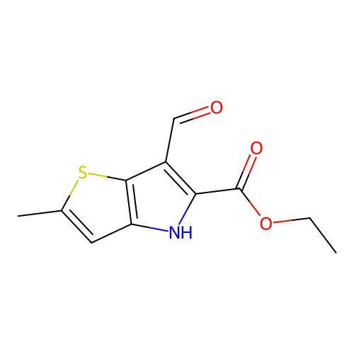 ethyl 6-formyl-2-methyl-4H-thieno[3,2-b]pyrrole-5-carboxylate structure