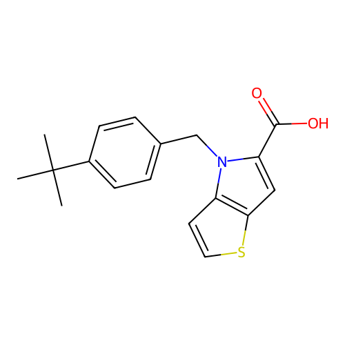 4-(4-tert-butylbenzyl)-4H-thieno[3,2-b]pyrrole-5-carboxylic acid structure
