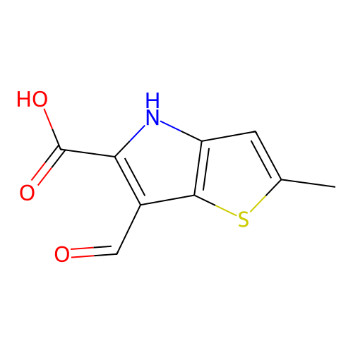 6-formyl-2-methyl-4H-thieno(3,2-b)pyrrole-5-carboxylic acid structure