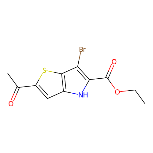ethyl 2-acetyl-6-bromo-4H-thieno[3,2-b]pyrrole-5-carboxylate structure