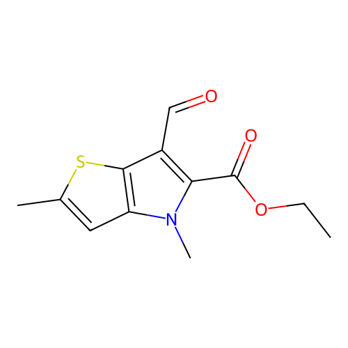 ethyl 6-formyl-2,4-dimethyl-4H-thieno[3,2-b]pyrrole-5-carboxylate structure