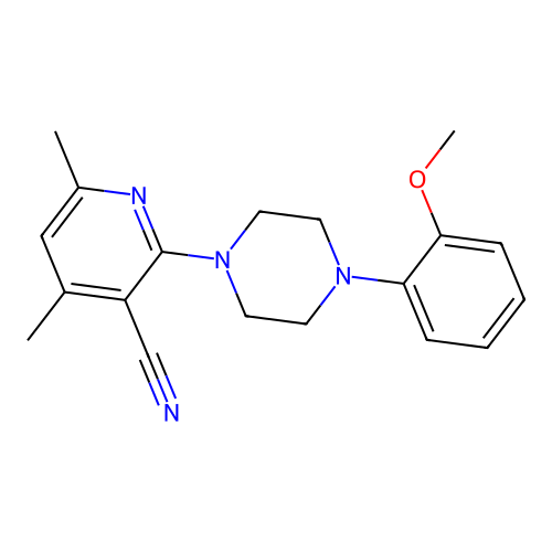 2-[4-(2-Methoxyphenyl)piperazin-1-yl]-4,6-dimethylpyridine-3-carbonitrile structure